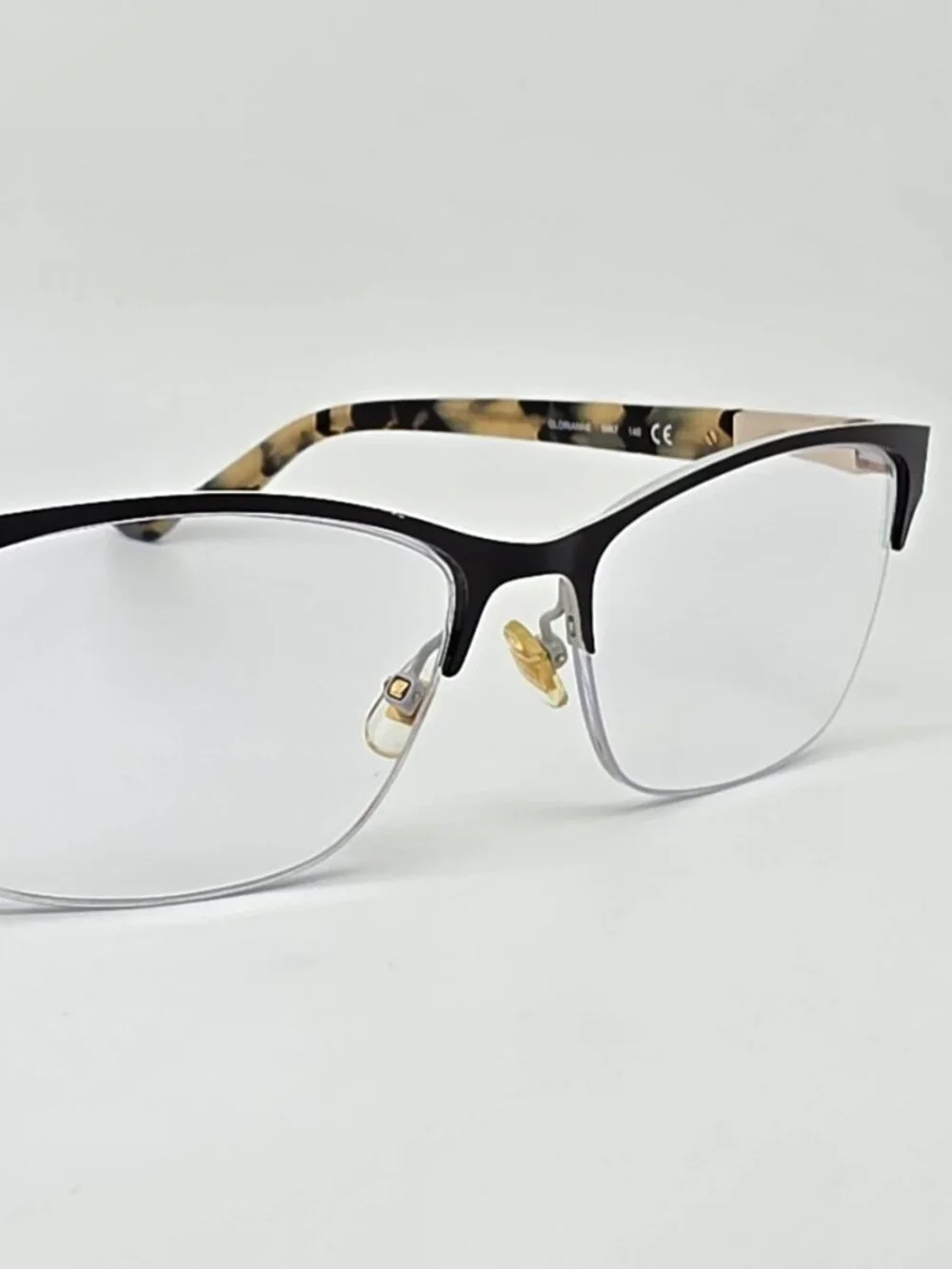 Kate Spade Glorianne Black Havana Semi Rimless Cat Eye Eyeglasses Frame 53mm